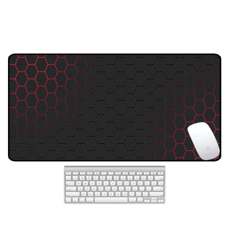 Large natural rubber desk pad with gaming pattern in multiple size options for computer workstation