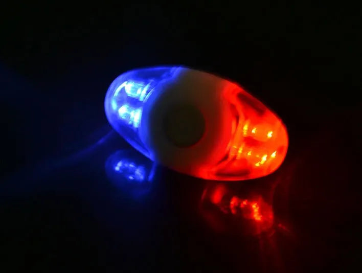 Red and blue 4LED equipment tail light with an adjustable mounting base.