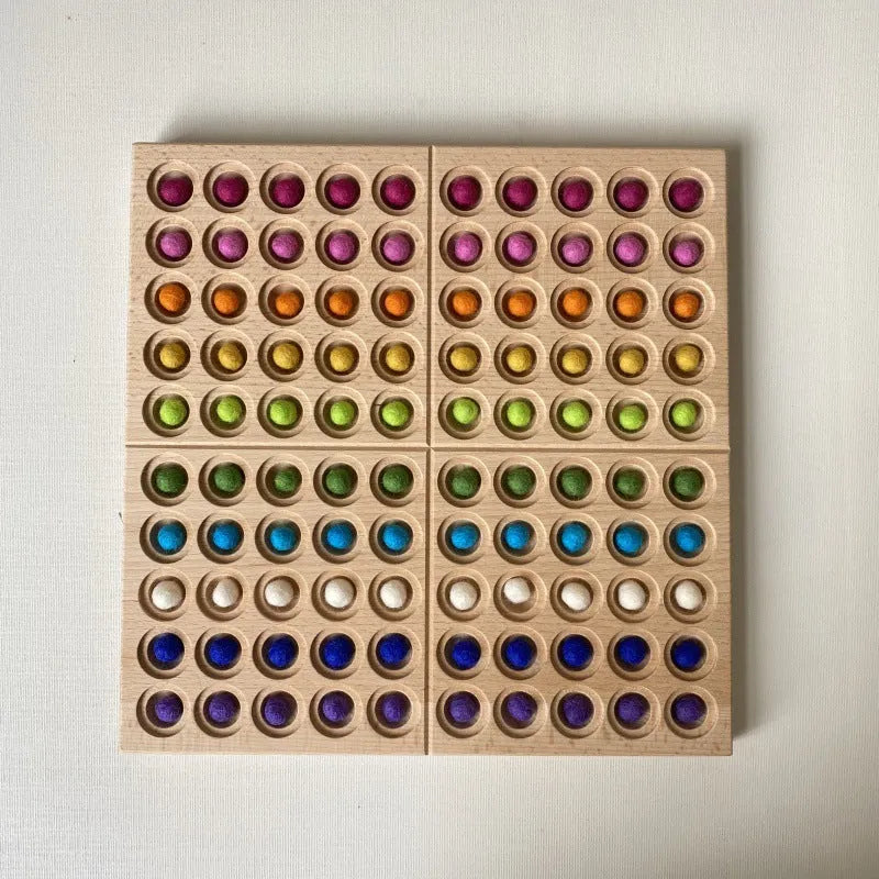 Montessori wooden hundred board with number tiles for children aged 3-6 years