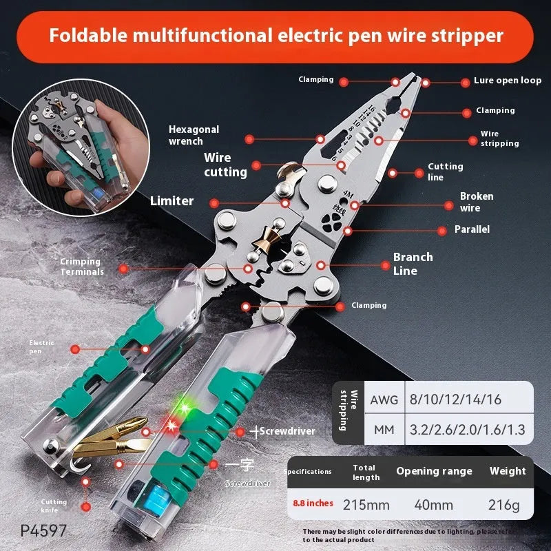 Electrician's pointed wire stripping pliers with rust prevention features showing two size options