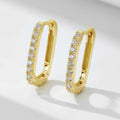 S925 sterling silver oval zircon ear clips with geometric design and diamond cut treatment