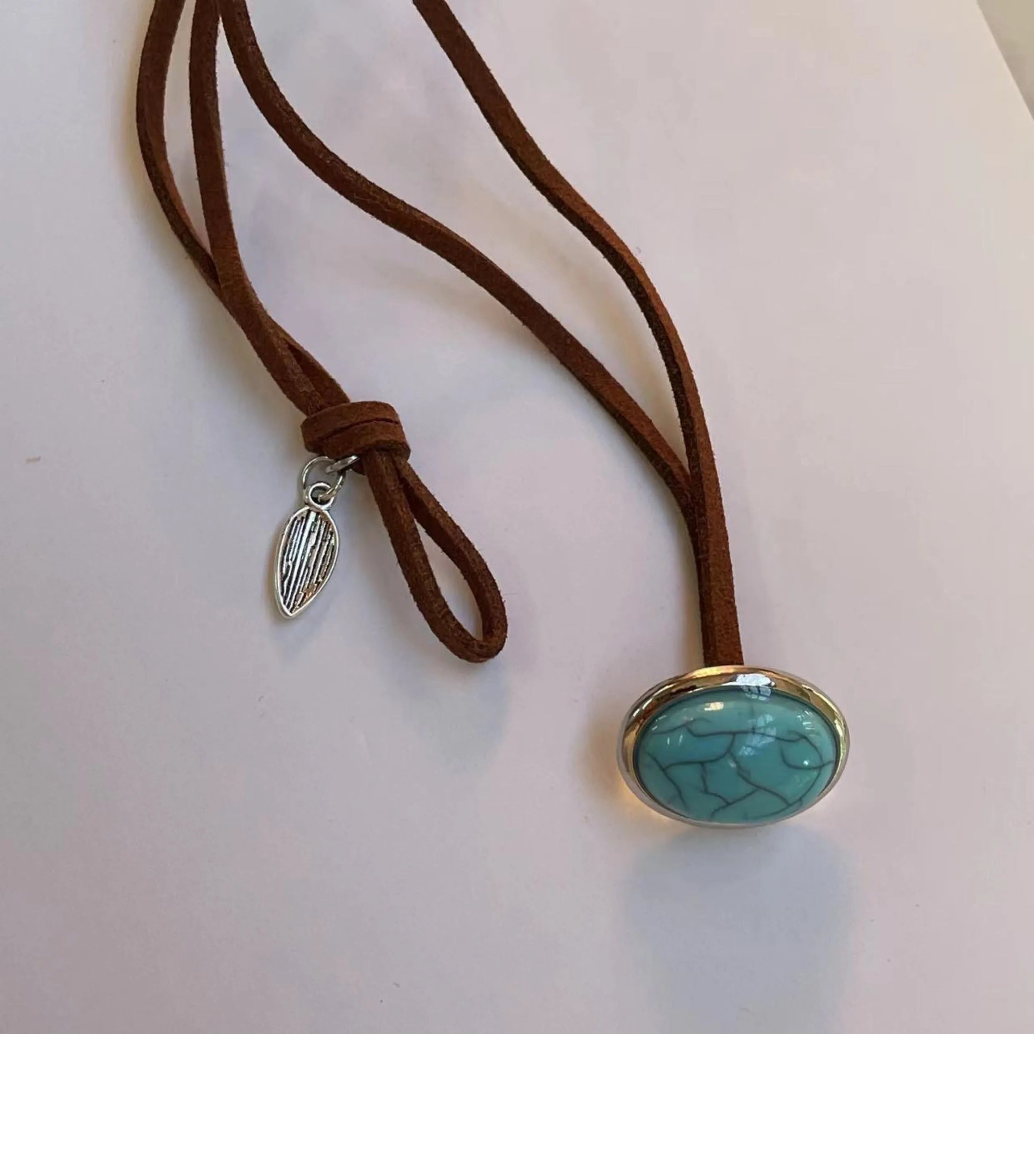 Bohemian vintage turquoise multi-layer geometric necklace with adjustable 41-50cm length for women