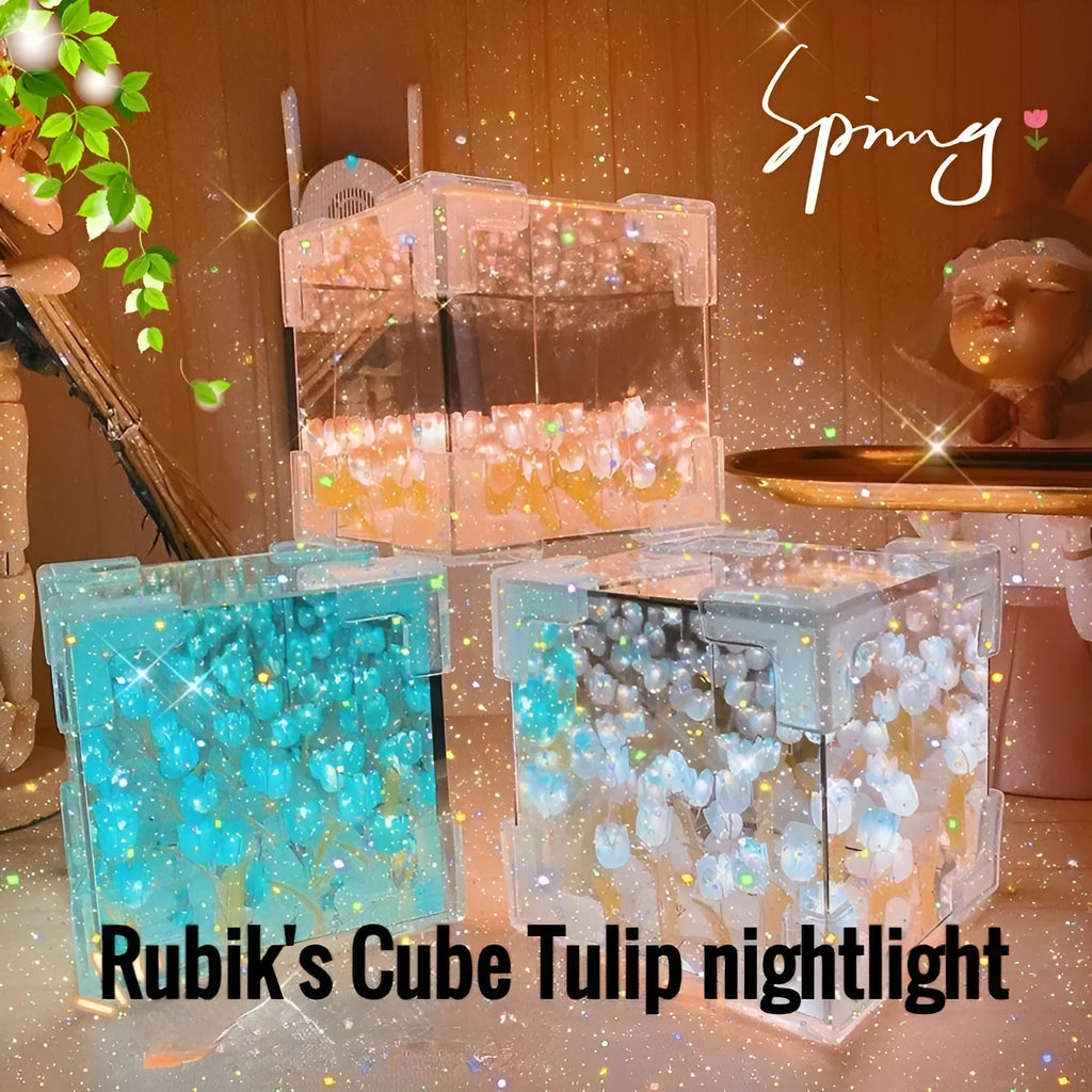 Handmade DIY tulip flower small night light kit with mirror finish and built-in battery, romantic gift decoration