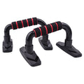 Two I-shaped push up bars with PP sponge grips, shown in blue colour for home chest and arm exercise.