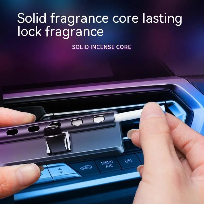 Black car air outlet aromatherapy ambience light with LED and perfume diffuser for vehicle odour removal