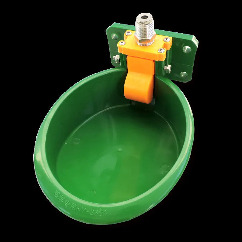 Green engineering plastic automatic drinking bowl for pigs and sheep with water-saving nozzle