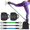 Yoga exercise hip lifting tension band set with three resistance levels and foot loops
