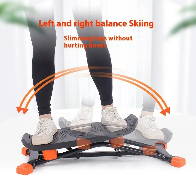 Black JS101A mini indoor fitness skiing machine with elastic hand straps