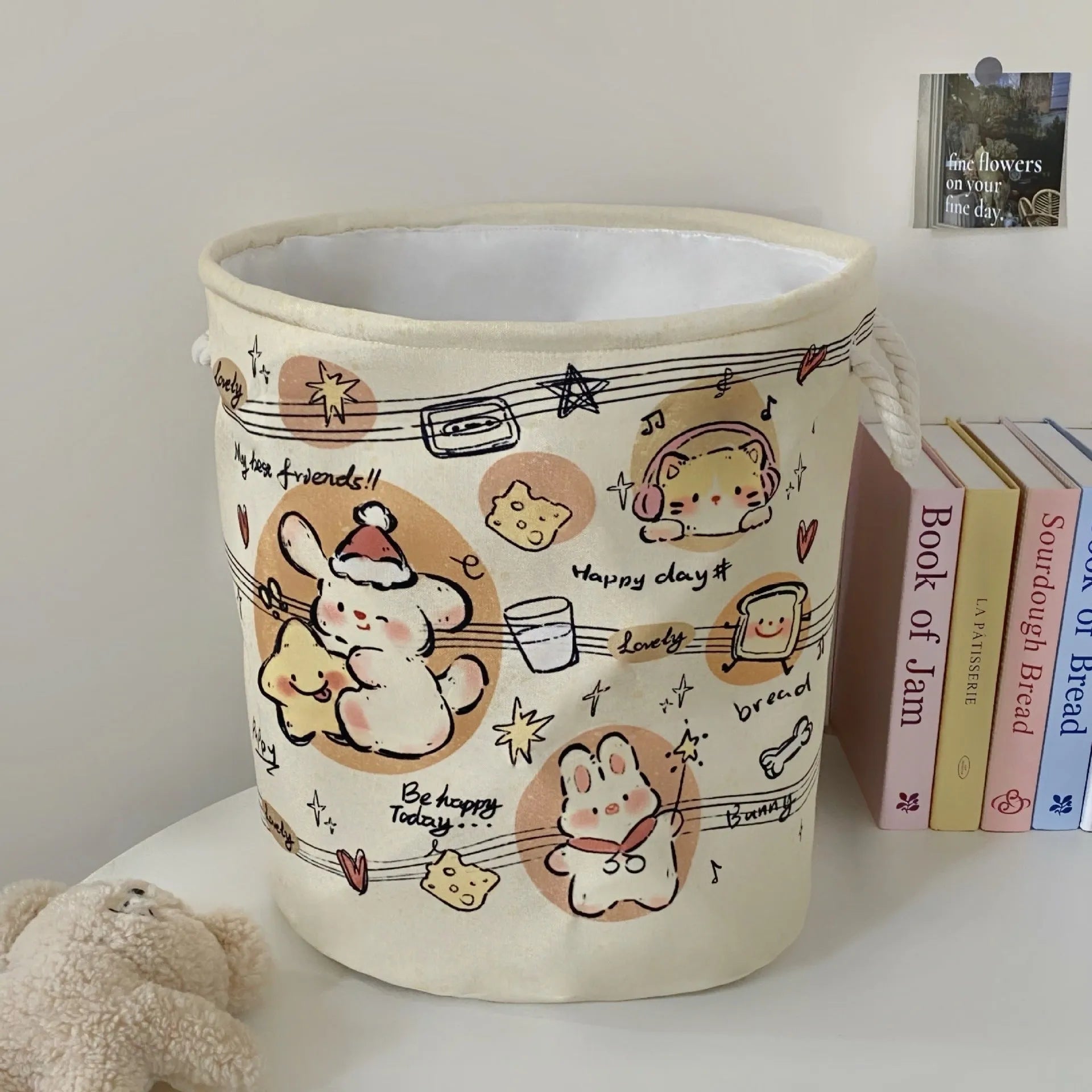 Foldable cotton laundry basket in modern simple style with large capacity for bedroom or bathroom