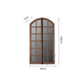Terrace style distressed wooden frame fake window wall mirror in log colour