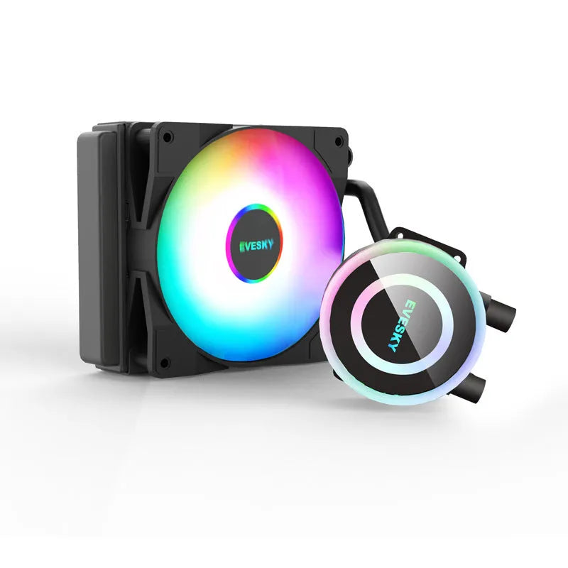 Aluminium CPU radiator fan with RGB lighting for desktop computer cooling