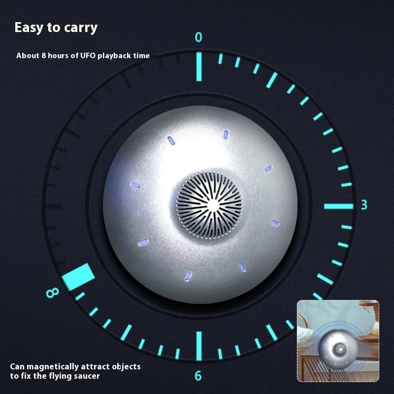 Magnetic levitation Bluetooth speaker floating above base unit with colour-changing LED effects