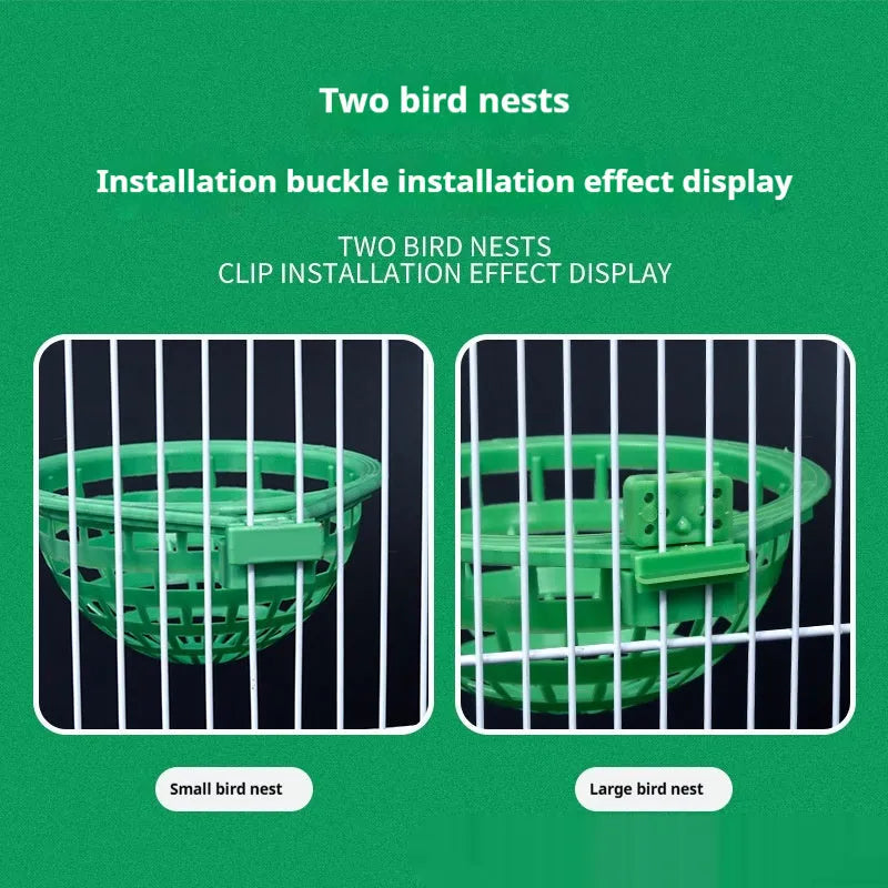 Plastic bird nest in green large style with splittable design for easy cleaning, suitable for pet birds