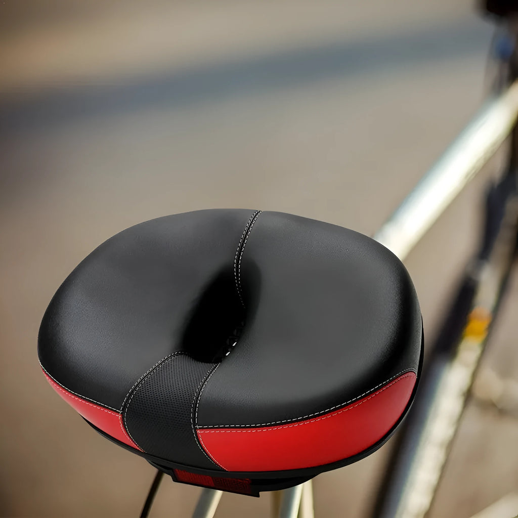 Thickened plus-size bicycle saddle with shock absorber and reflective stickers