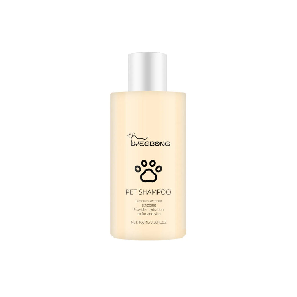 Bottle of mild pet shampoo for dogs in 100ml or 300ml size for gentle cleaning and detangling