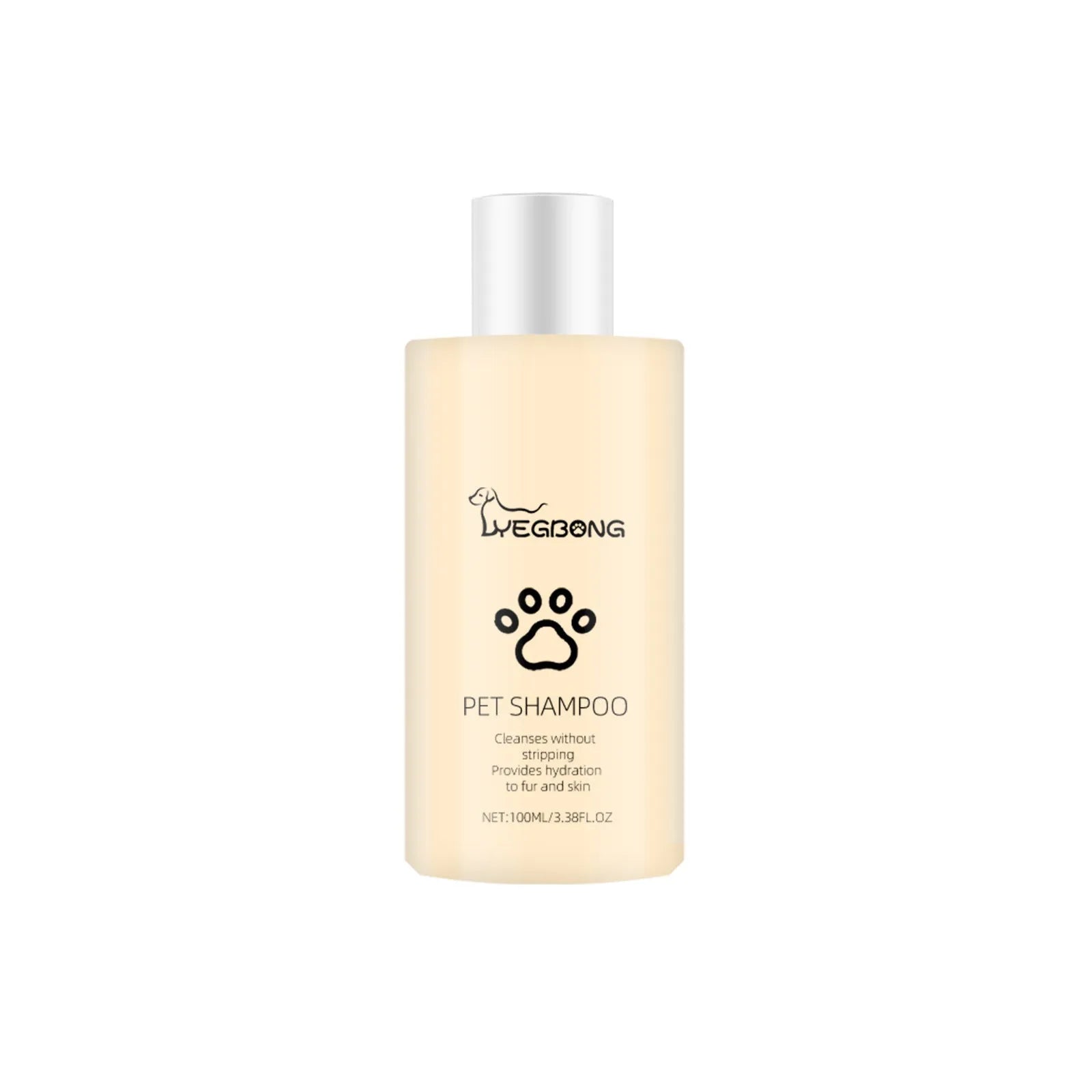 Bottle of mild pet shampoo for dogs in 100ml or 300ml size for gentle cleaning and detangling
