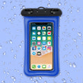 Orange waterproof phone pouch with rope lanyard and double airbag design