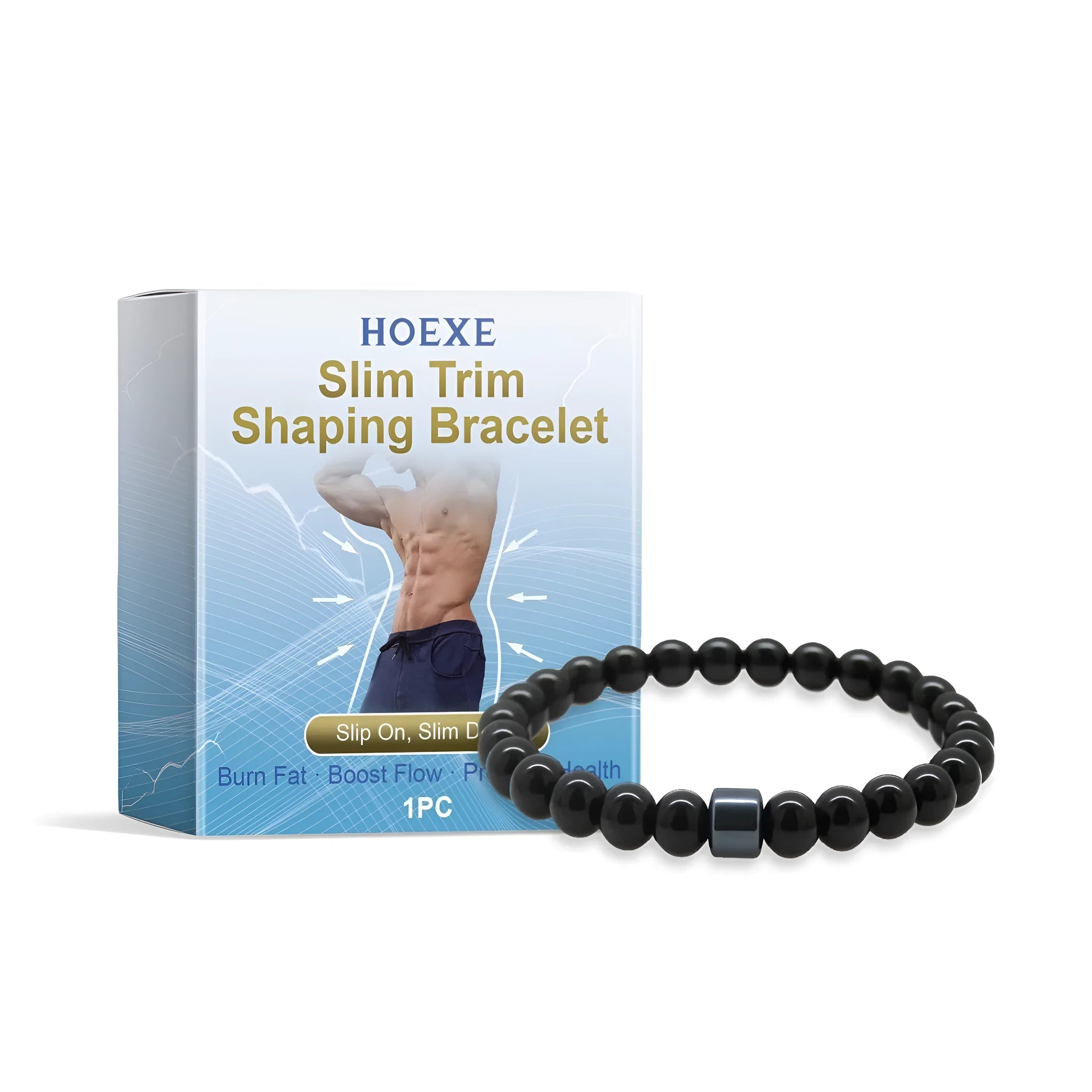 Men's glass and black gallstone body shaping wristband bracelet