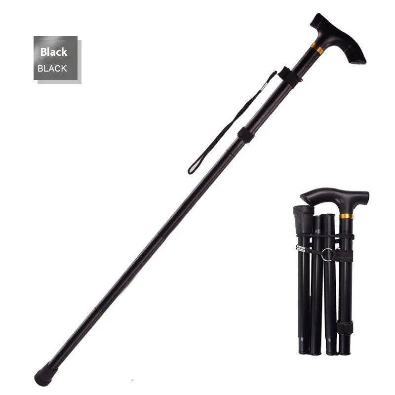 Aluminium folding walking cane with adjustable height and non-slip rubber tip