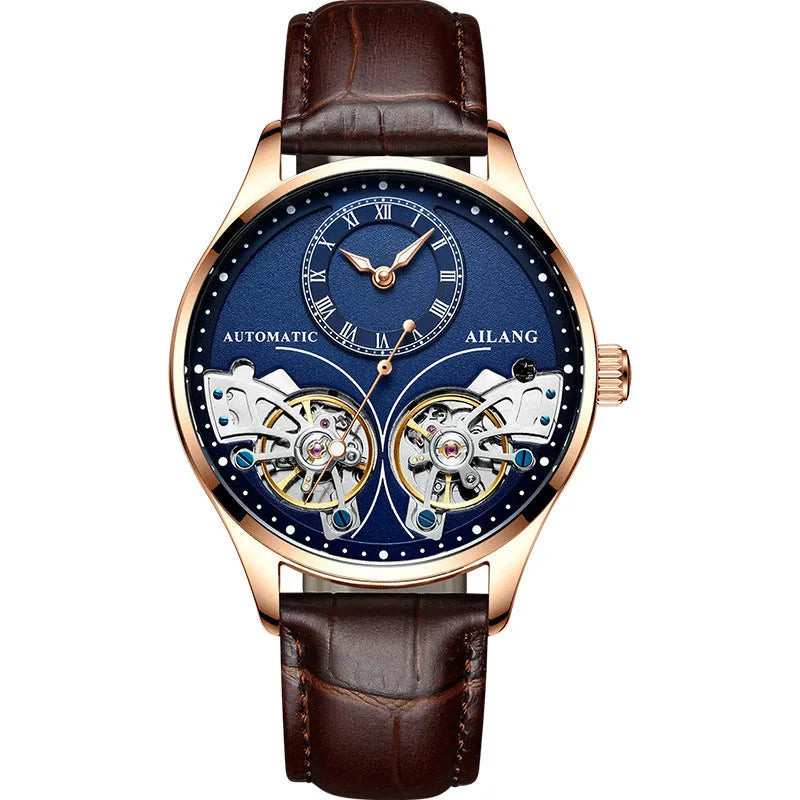 Automatic men's watch with tourbillon and moon phase complications in titanium case