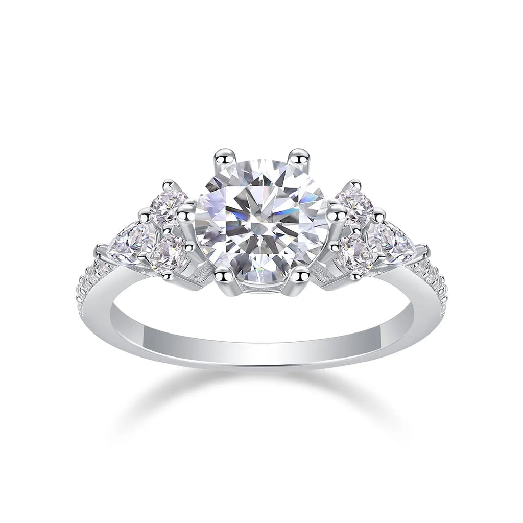 2 carat moissanite wedding ring set S925 silver platinum plated with GRA certificate in gift box