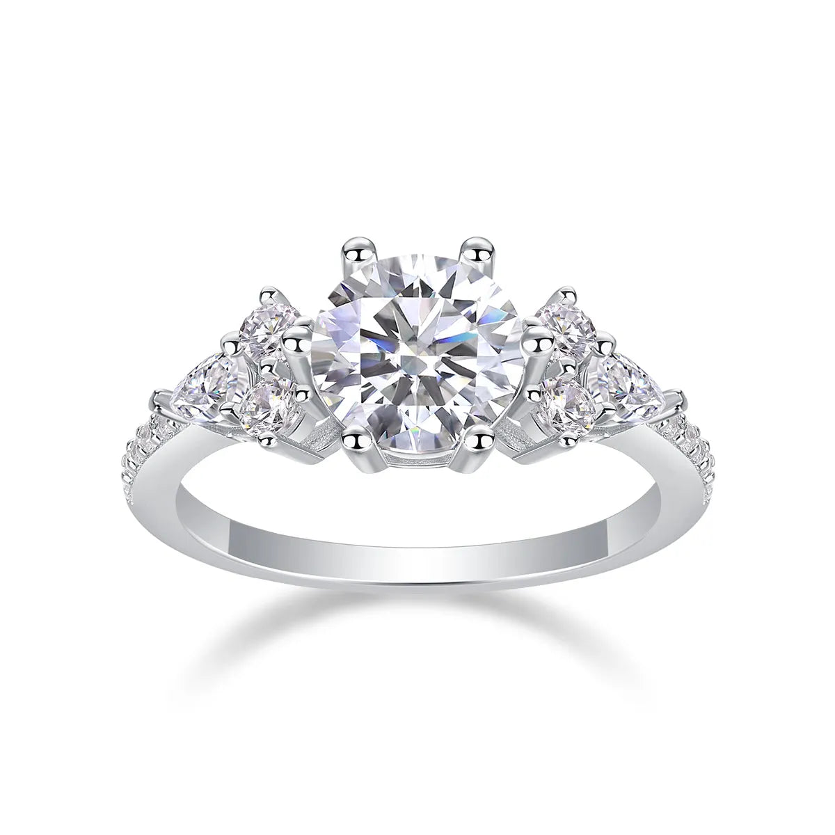 2 carat moissanite wedding ring set S925 silver platinum plated with GRA certificate in gift box