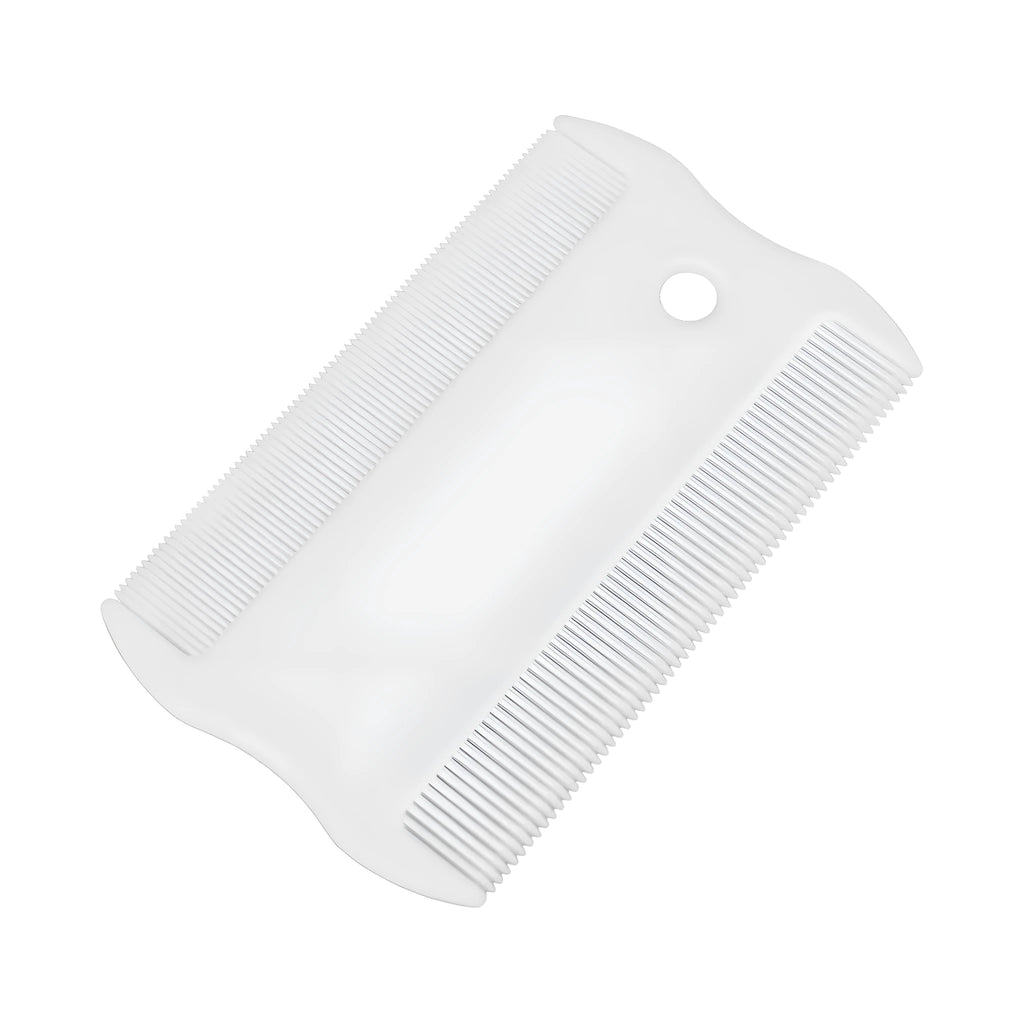 Double-sided plastic flea comb for pets with dense teeth measuring 0.85cm by 5cm