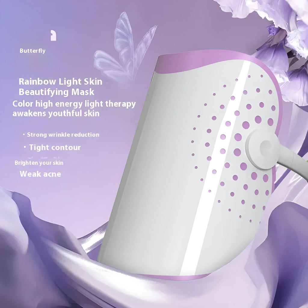 White and purple photon IPL beauty mask device with spectrometer for home skin treatment