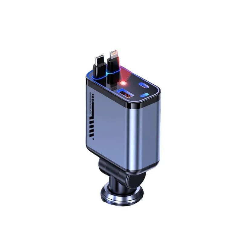 Grey 120W star charger with Type-C output and starry sky top showing RGB flowing light