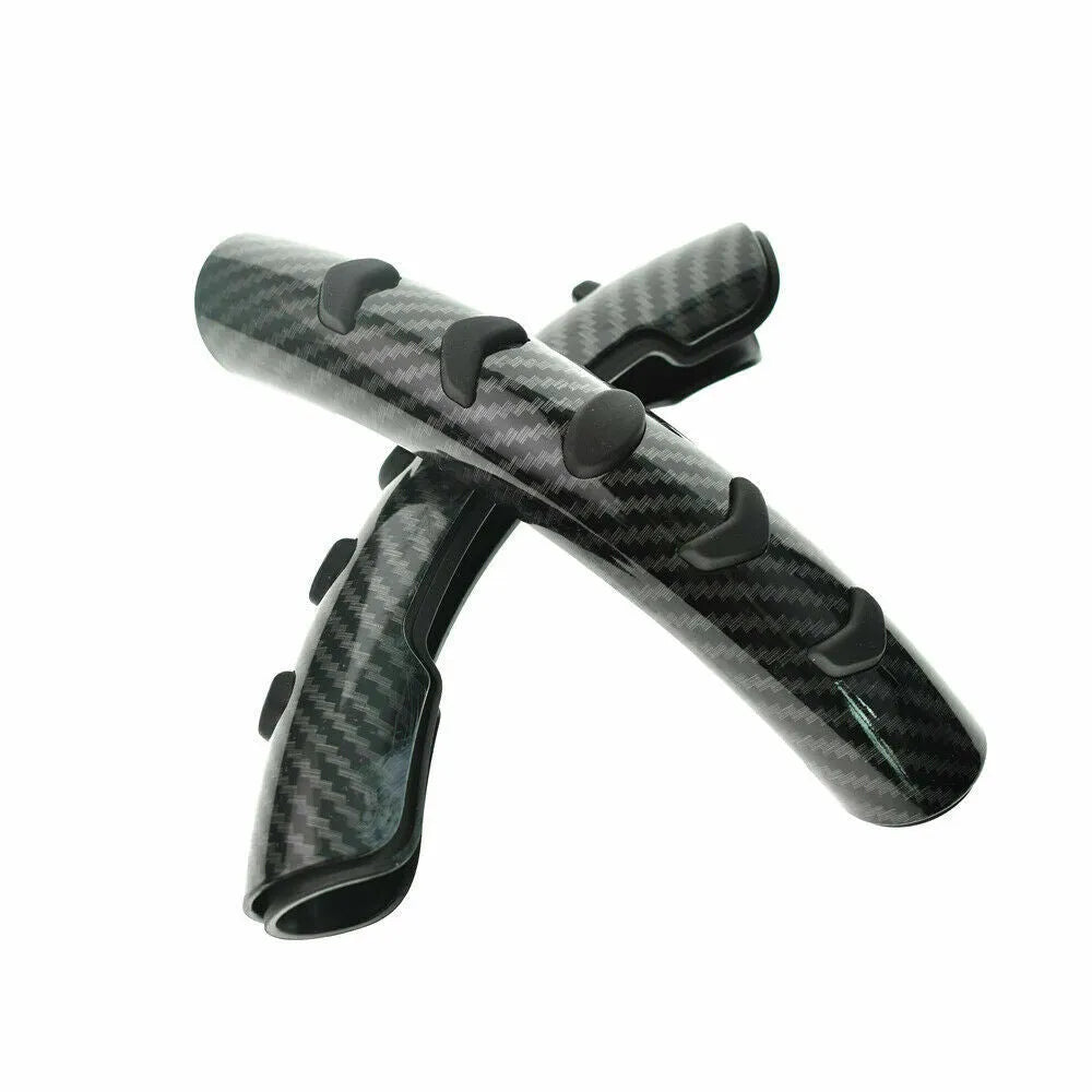 Carbon fibre black steering wheel anti-slip sleeve showing 38cm diameter universal fit