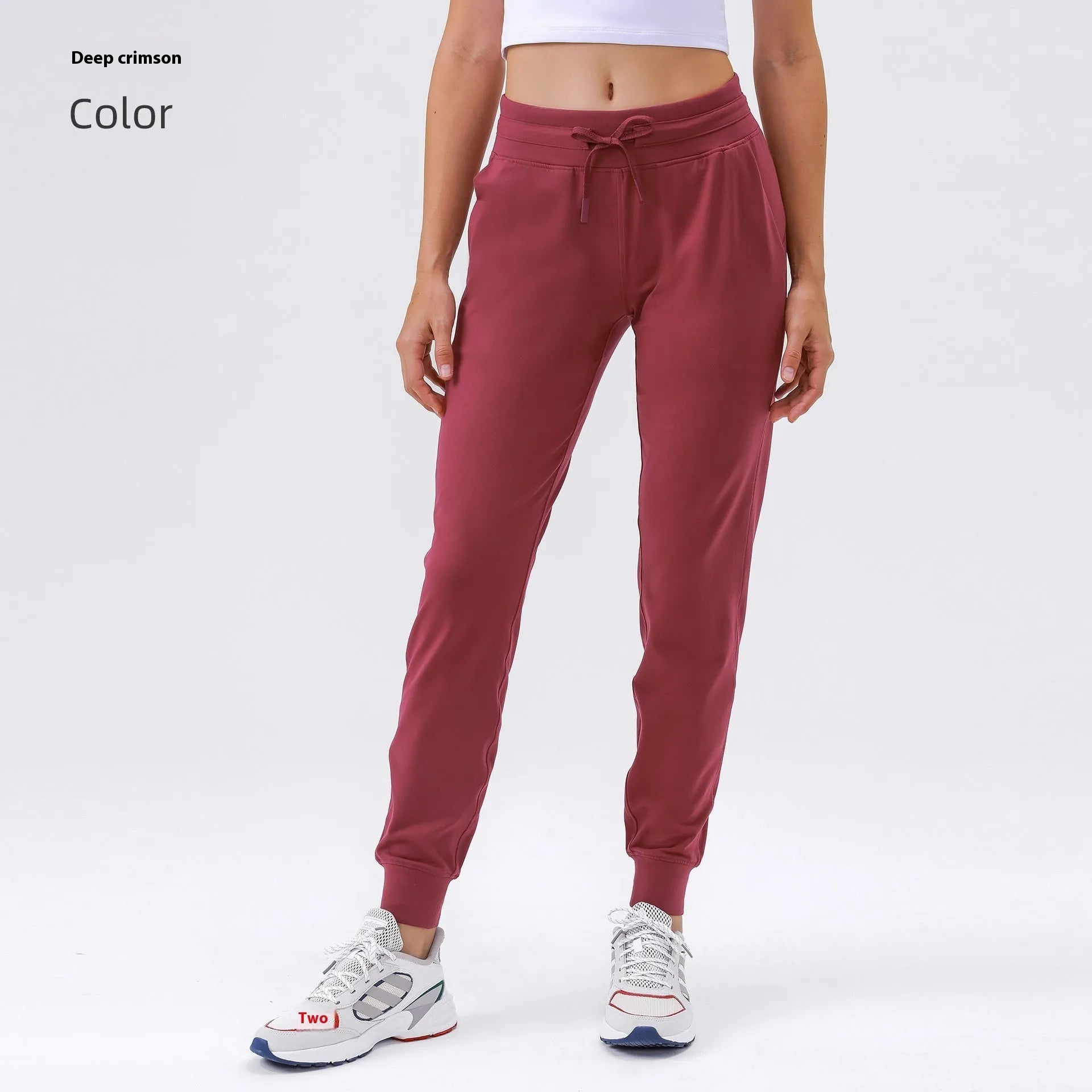 Women's high waist yoga pants with drawstring in Belgian Blue colour