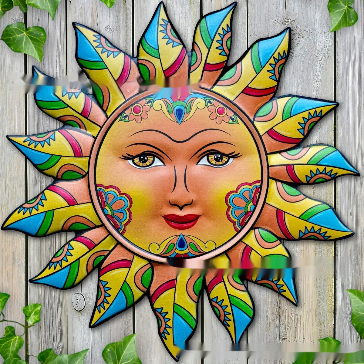 Iron sun face metal wall hanging decorative craft in a choice of colours