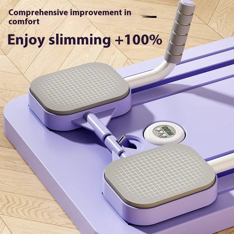 Purple automatic rebound abdominal wheel fitness board for home workouts.