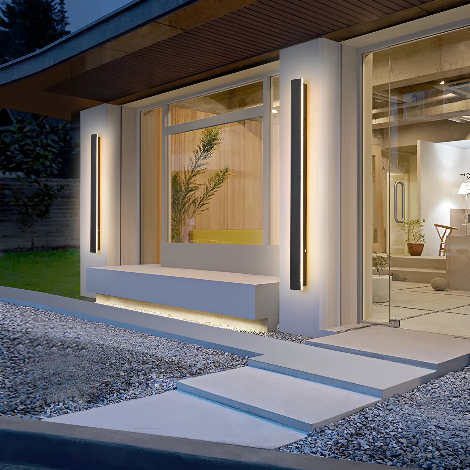 Outdoor LED strip wall lamp with wrought iron housing and 150cm length for garden lighting