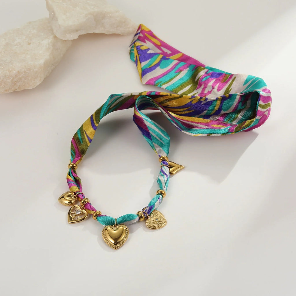 Stainless steel geometric jewellery with electroplated finish and adjustable chain