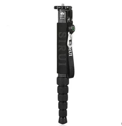 Black carbon fibre SLR camera monopod with six sections extended to maximum 1540mm height