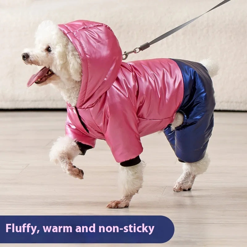 Green waterproof windproof dog four-legged cotton-padded coat size L