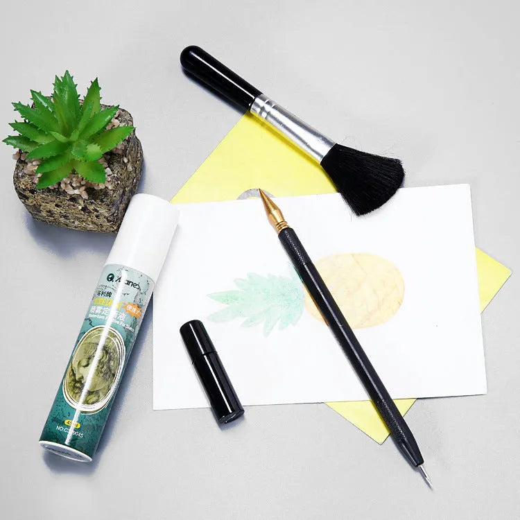 Scraping painting tool set with healing pen, small 14.5cm scraper, white card paper, and photo frame display accessories