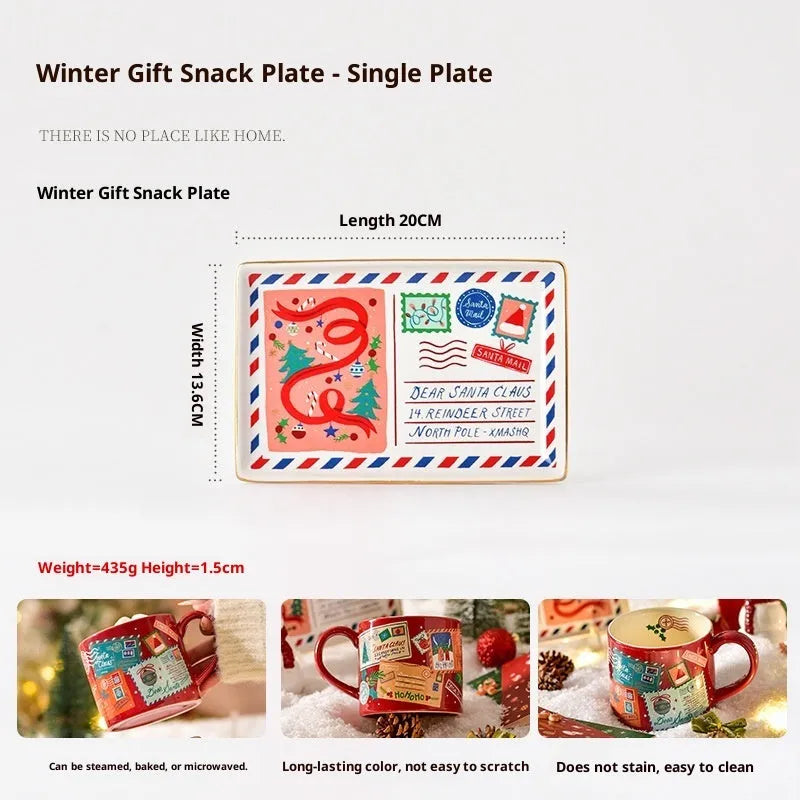 Ceramic winter gift mug 400ml cylindrical single layer home use