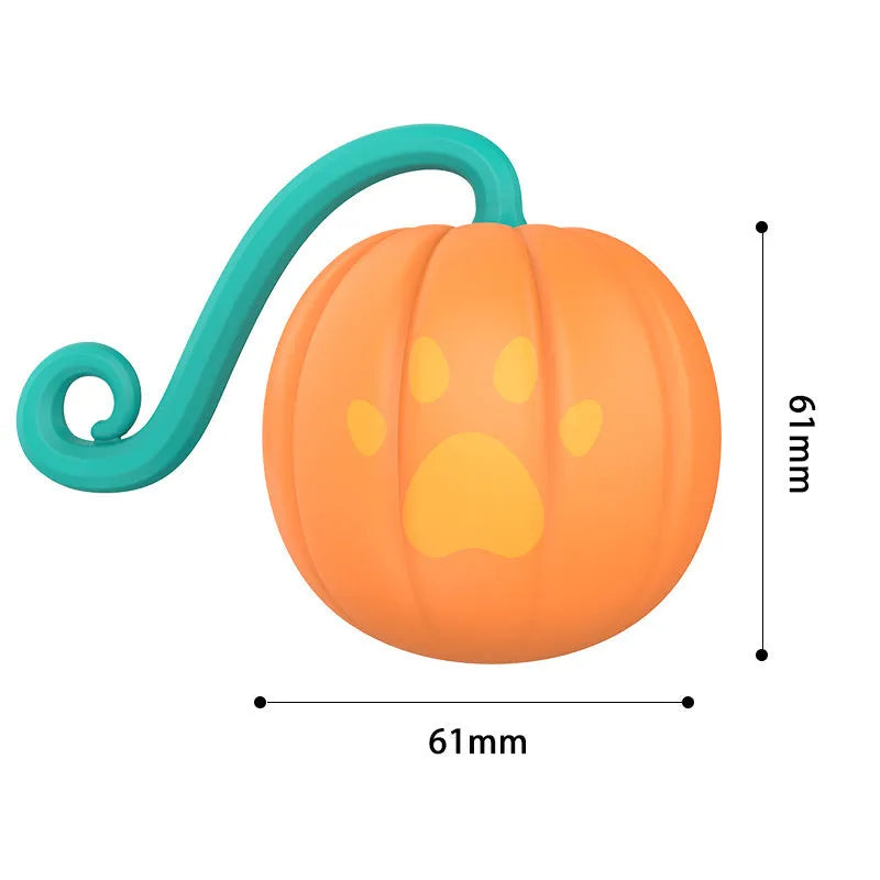 Electric luminous cat teaser ball in pumpkin or watermelon design with automated rotation