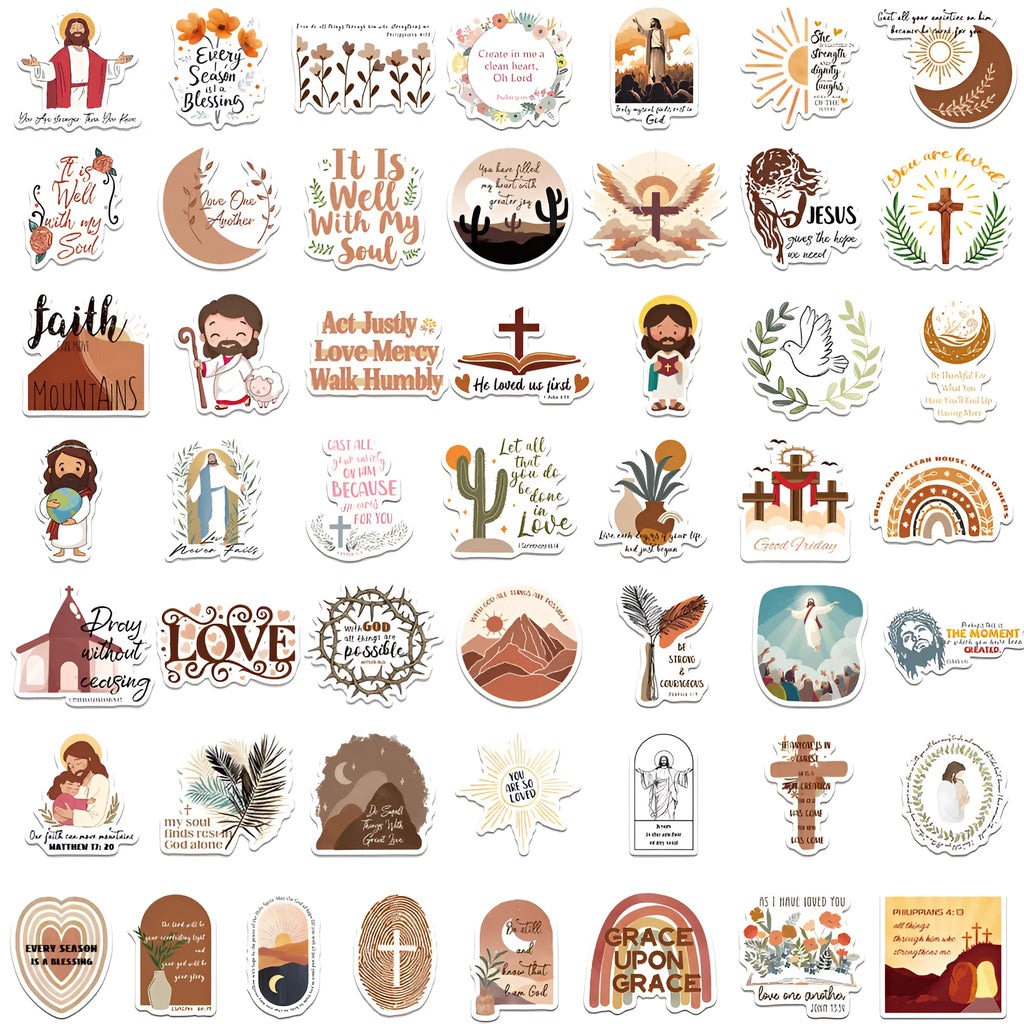 Pack of 50 assorted graffiti design stickers on adhesive paper for decoration.