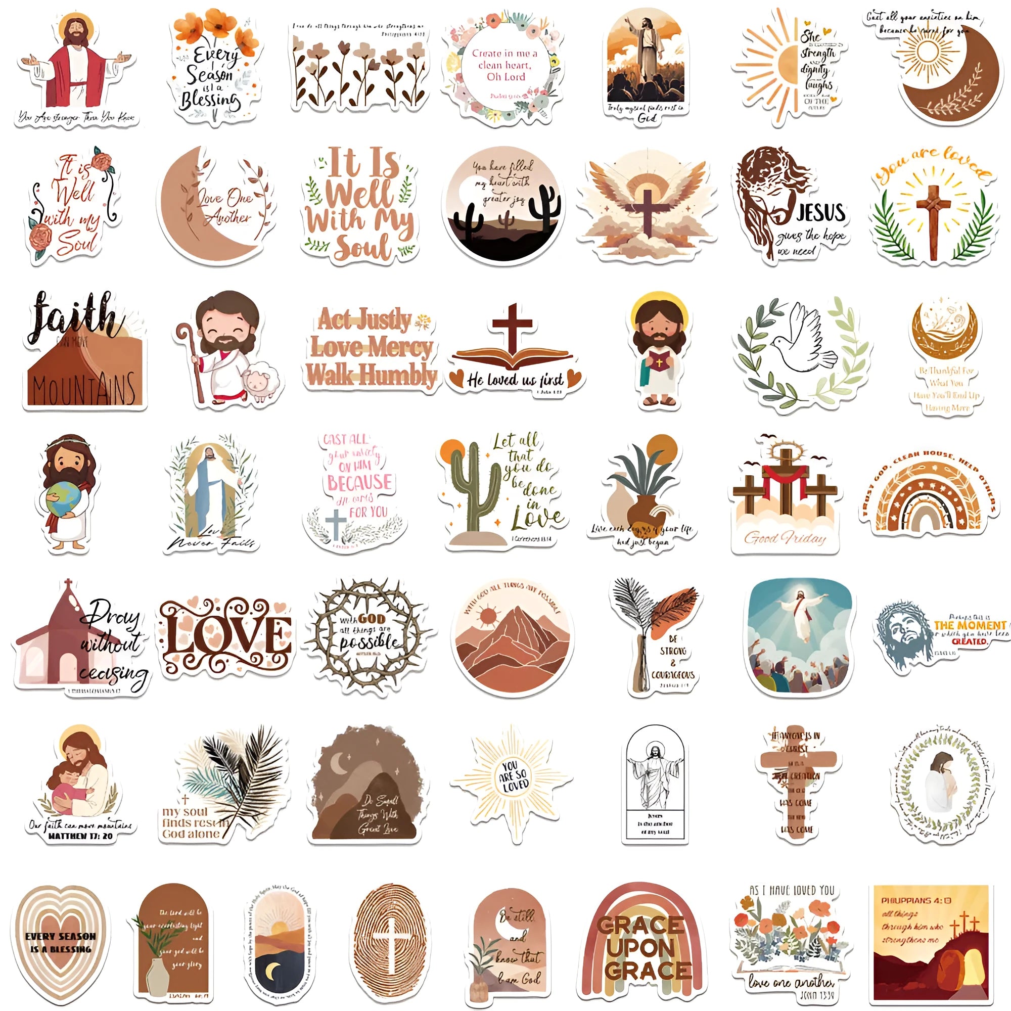 Pack of 50 assorted graffiti design stickers on adhesive paper for decoration.