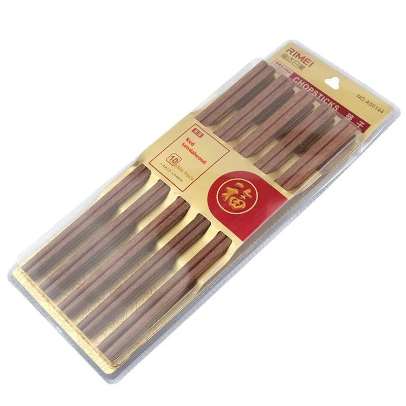 Ten pairs of bamboo chopsticks with solid colour and simple design for kitchen dining