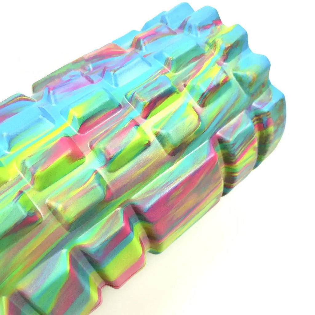 33cm camouflage pattern EVA foam roller showing classic colour combinations including blue green yellow and rose red black designs