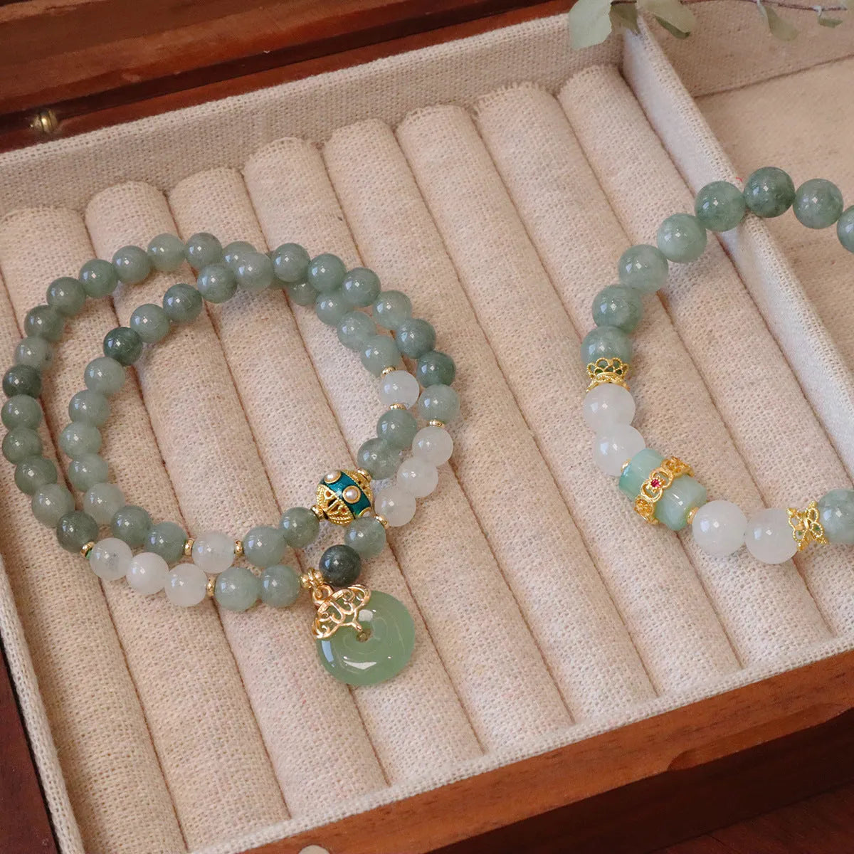 Women's safety buckle bracelet with Myanmar jade geometric pendant in new Chinese style