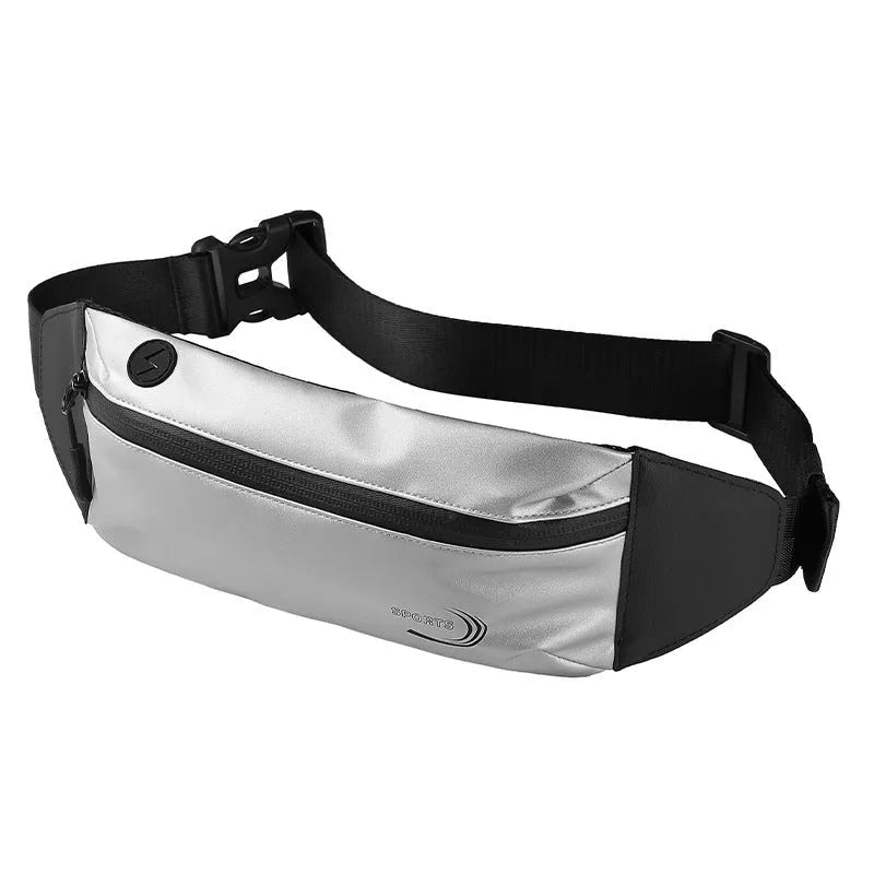 Men's solid colour waterproof polyester sports waist bag shown in grey.