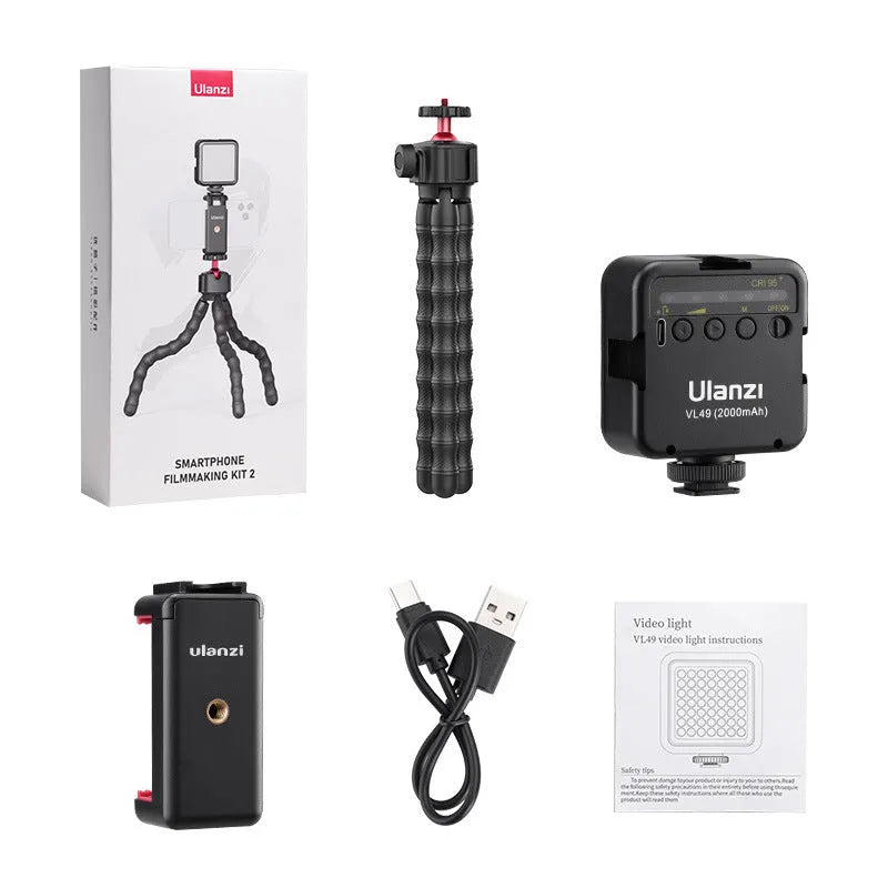 Aluminium tripod kit with extendable legs and mobile phone holder for photography and vlogging