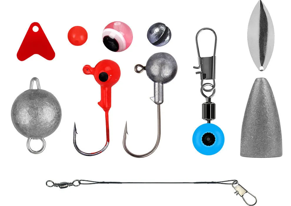 Weihe 257-piece fishing lure accessories suit in ABS storage box for Texas, sea and rock fishing