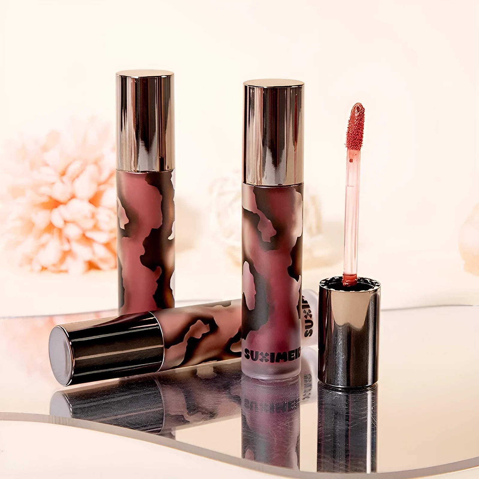 Lava Secret Matte Lip Mud Lipstick in five colours: orange brown coffee, cool grey, cinnamon coffee, jujube red, smoked purple.