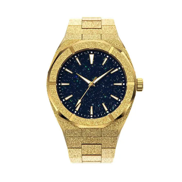 Men's stainless steel waterproof business watch with 42mm dial and mineral tempered glass